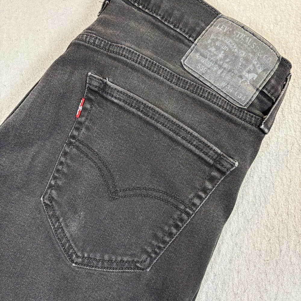 Levi's 559 Mens Relaxed Straight Fit Jeans 34X34 (33x31) Black Stretch Denim‎